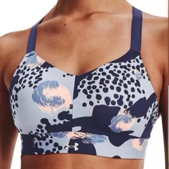 NWOT Under Armour Breathelux Printed Crossback Sports Bra Large - Picture 1 of 10